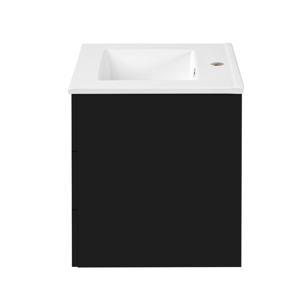 Wall Mounted Floating Cabinet With Side Cabinet Combo, Rectangular Ceramic Sink Vanity