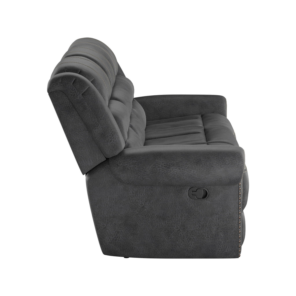 Reclining Sofa - Gray - Faux Leather