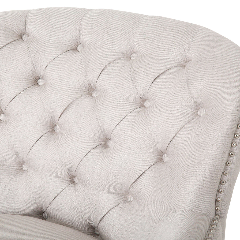 Stylish Club Chair And Ottoman Set With Birch Legs - Wheat