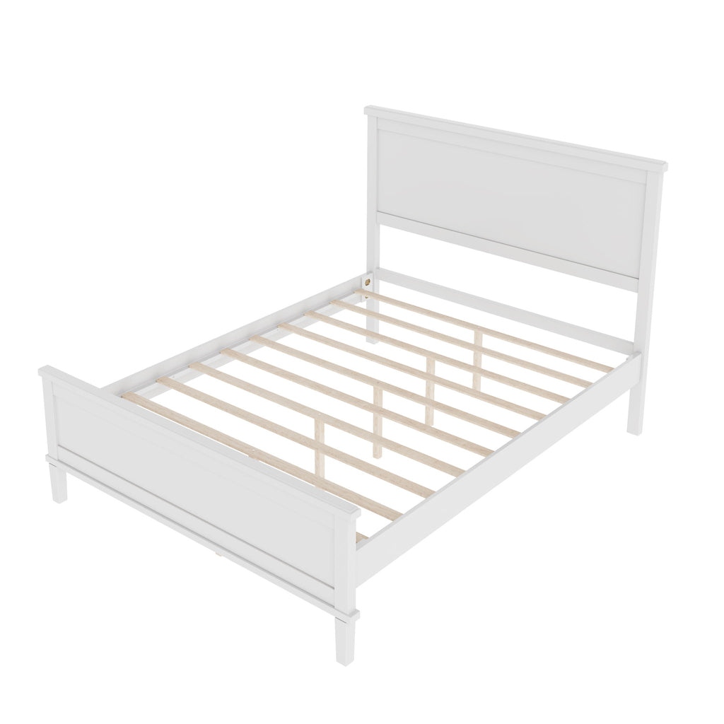 Mid-Century Platform Bed With Headboard And Slat Support, No Box Spring Needed