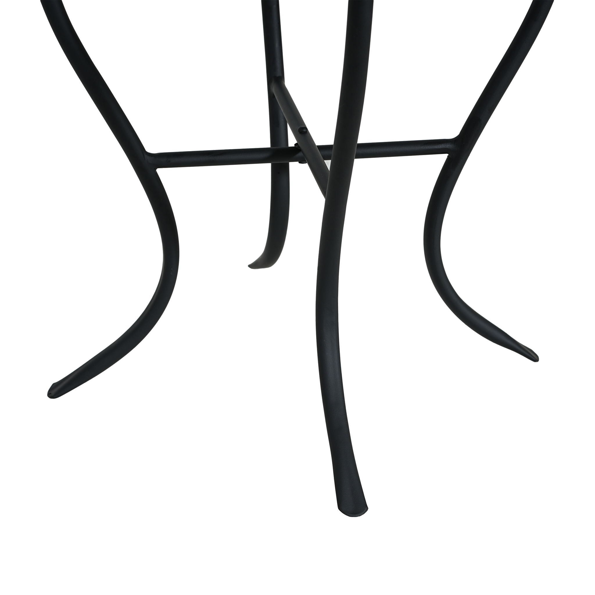 Outdoor Round Side Table With Mosaic Style Top And Curved Iron Legs