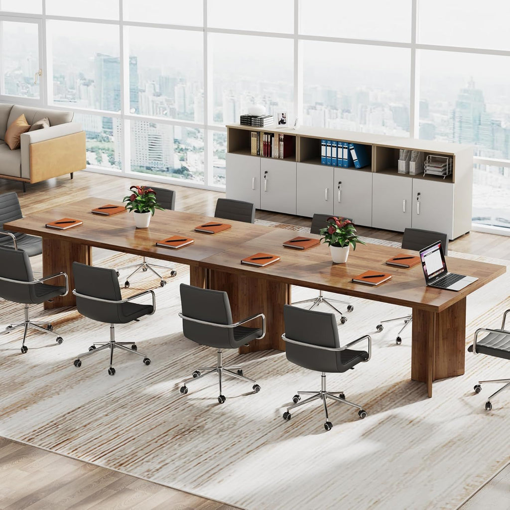 Executive Desk, Vintage Computer Workstation With Thickened Tabletop