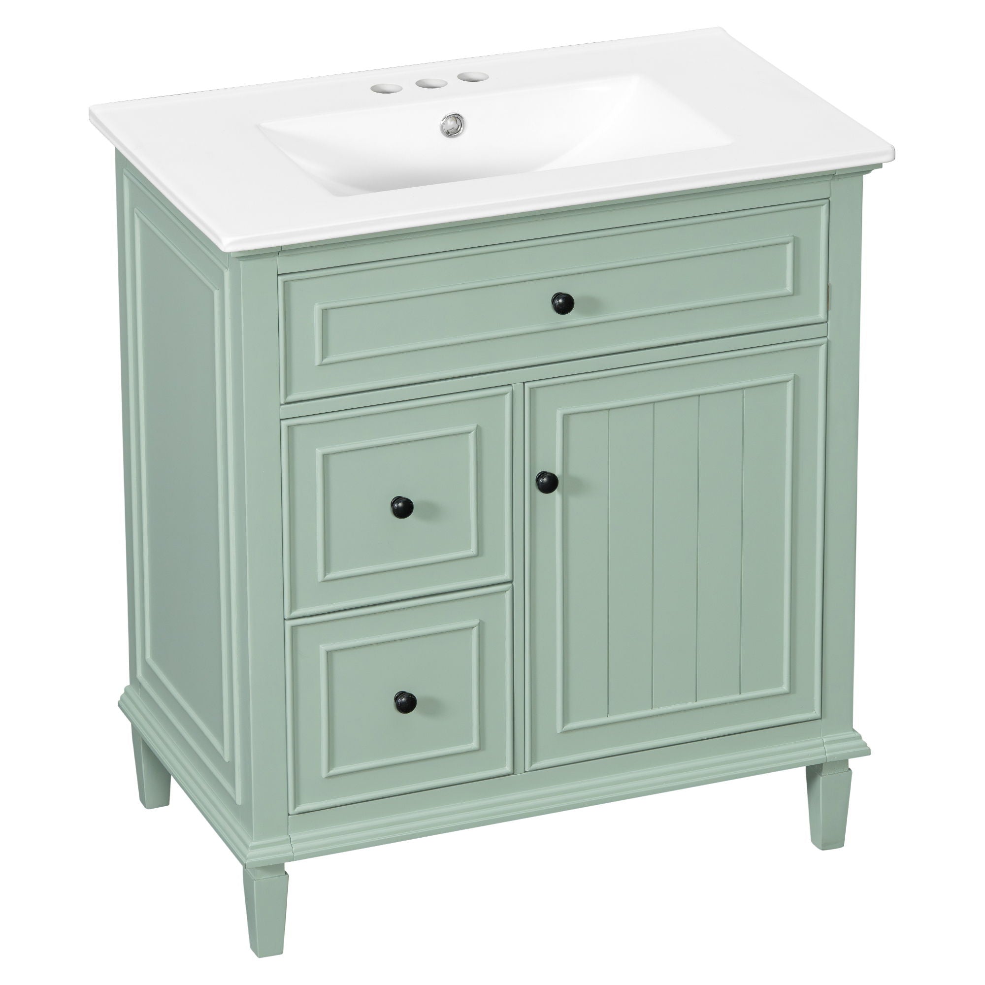 Modern Bathroom Vanity With Sink, Adjustable Shelf, Flip Drawer & 2 Drawers