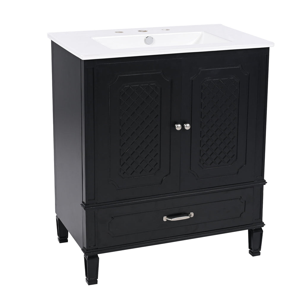 Vintage Style Bathroom Vanity With Sink, Multi Functional Storage, Soft-Closing Door