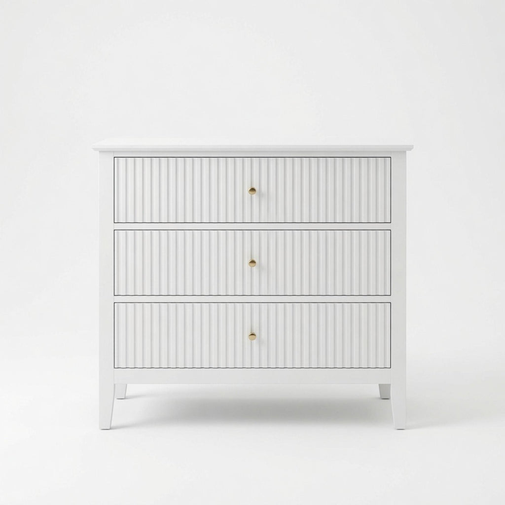 3 Drawer Nightstand, Wide With Soft Close Slides - White