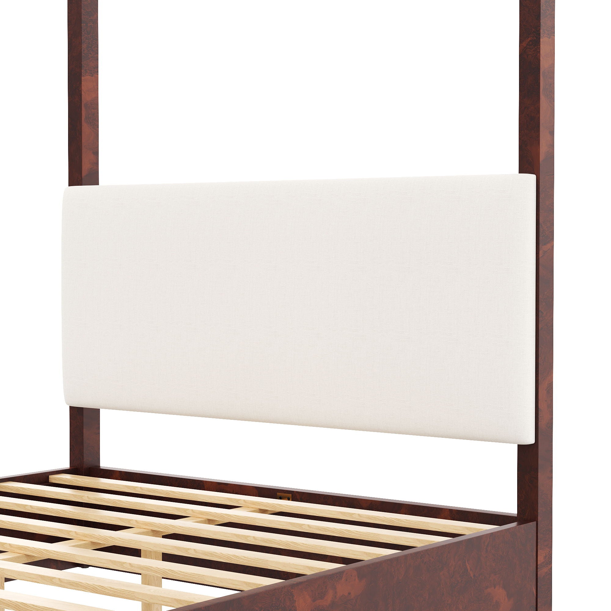 Canopy Platform Bed With Upholstered Headboard