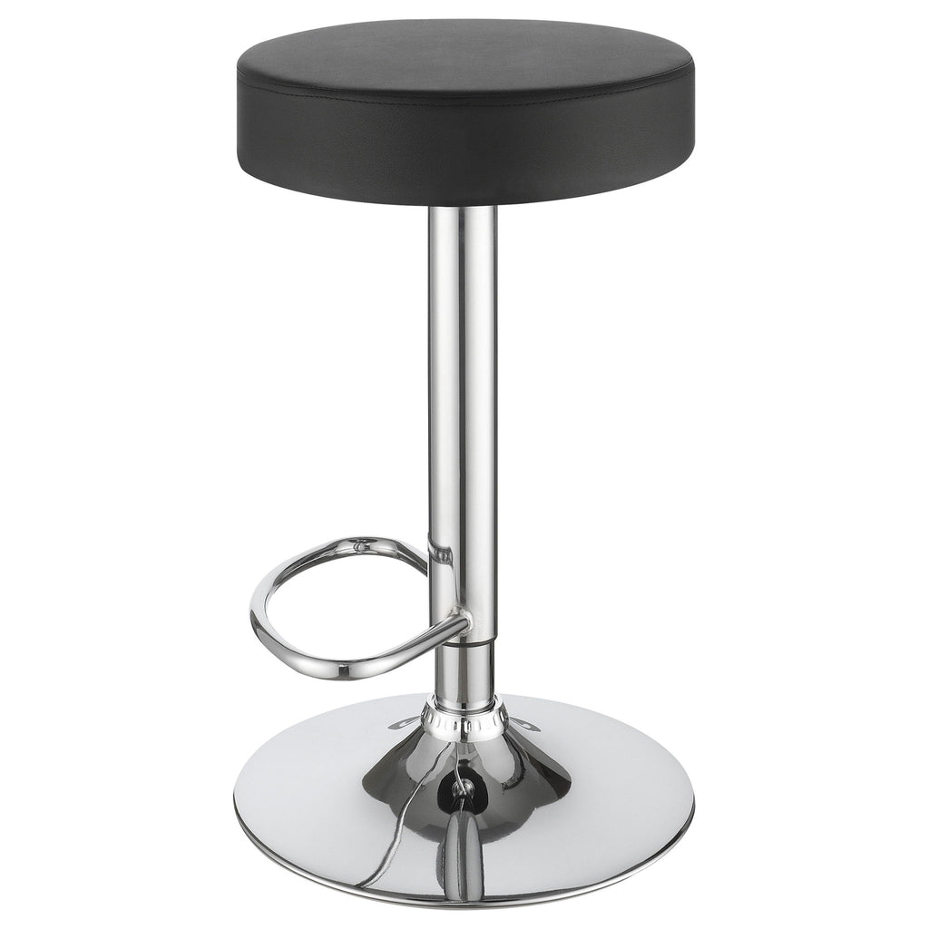 Adjustable Hydraulic Bar Stool With Base And Padded Seat - Black / Silver