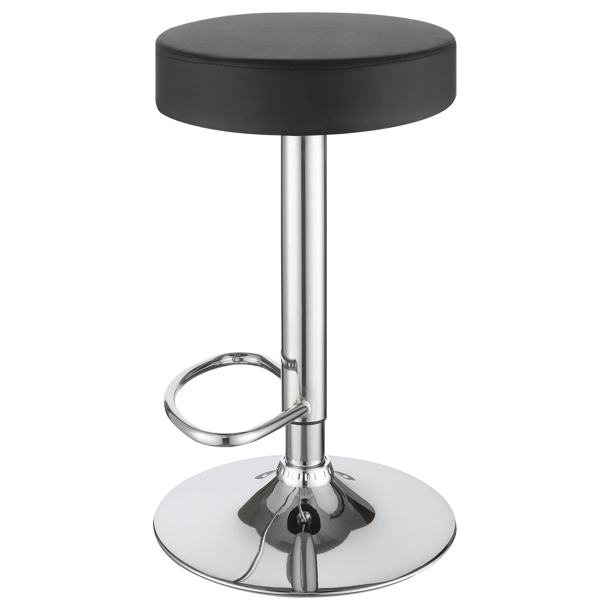 Adjustable Hydraulic Bar Stool With Base And Padded Seat - Black / Silver