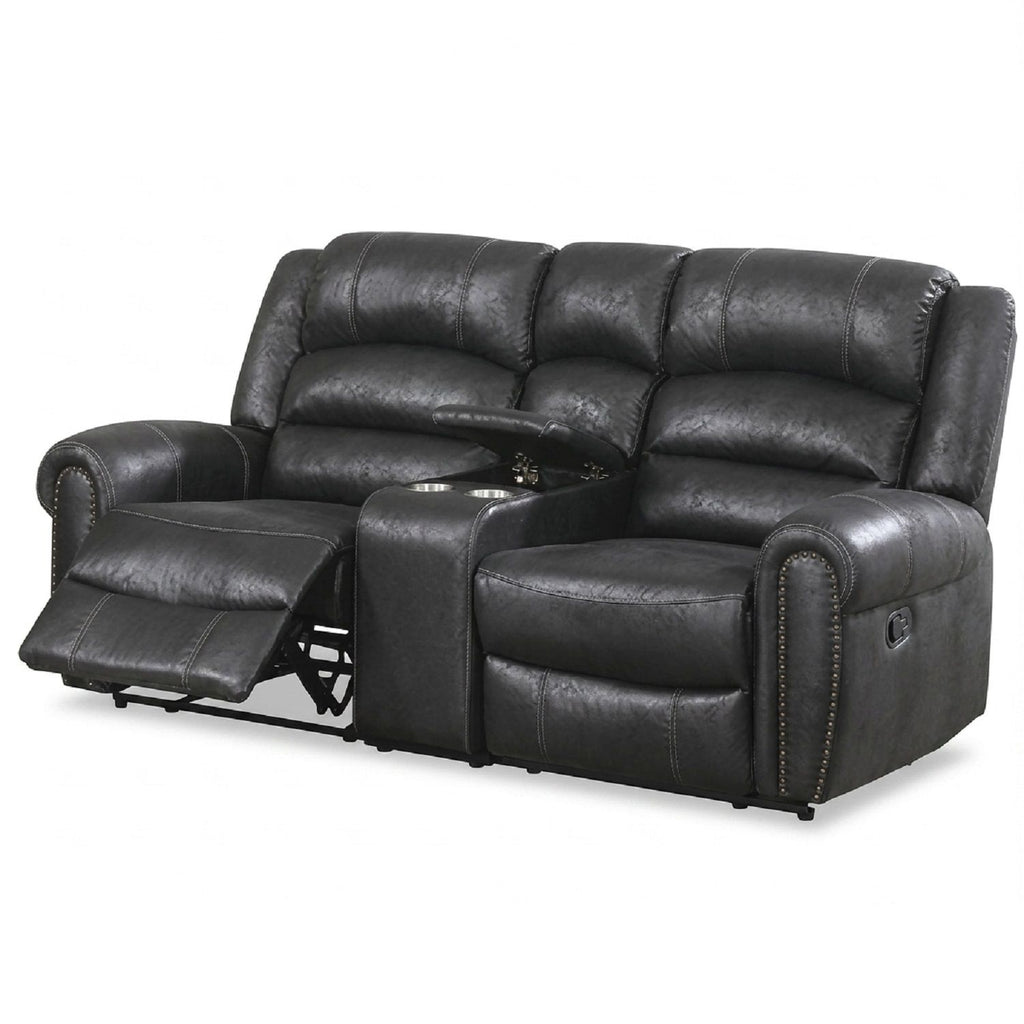 Power Reclining Loveseat With USB Port And Cup Holder Console - Black