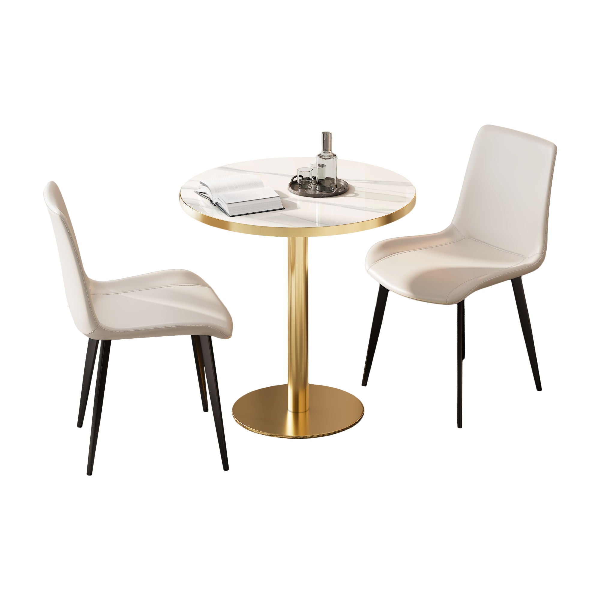 Round Bistro Table - Gold / White