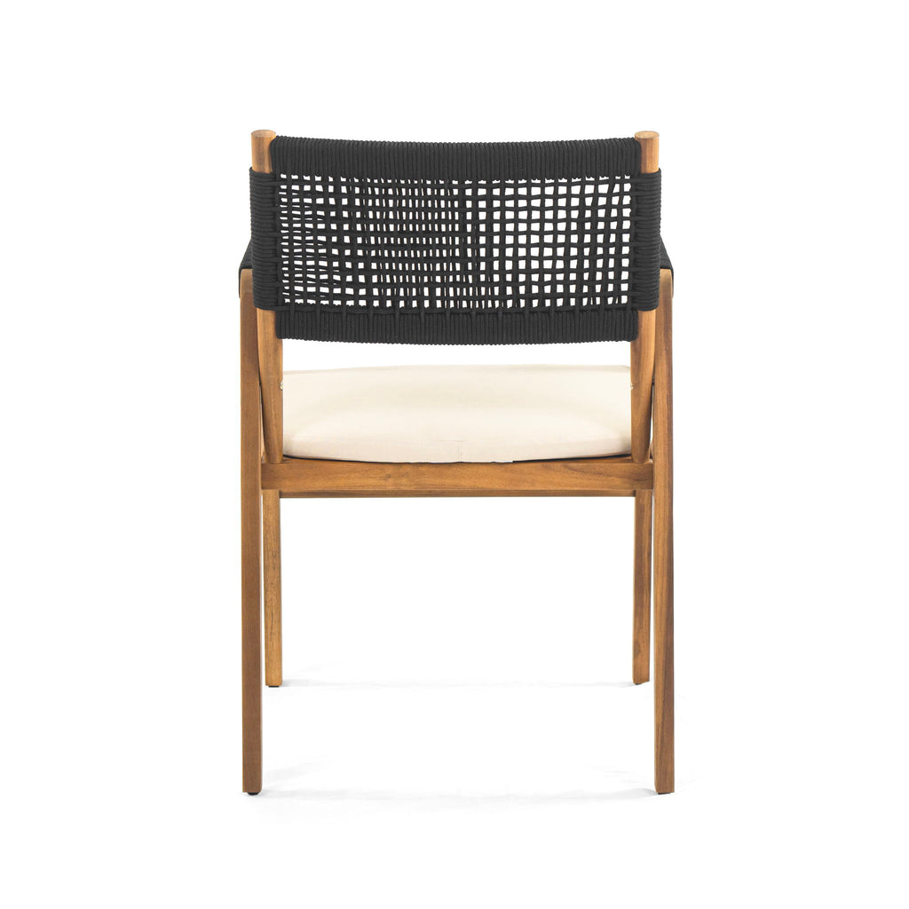 Outdoor Acacia Wood Dining Armchair With Cushion (Set of 2)