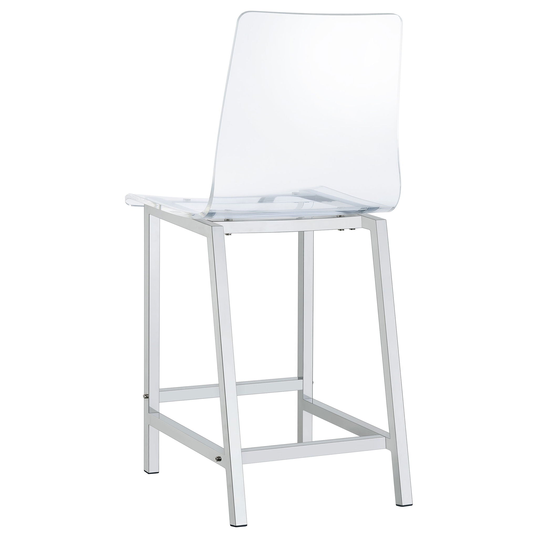 Counter Height Stools With Curved Back Design (Set of 2) - Clear