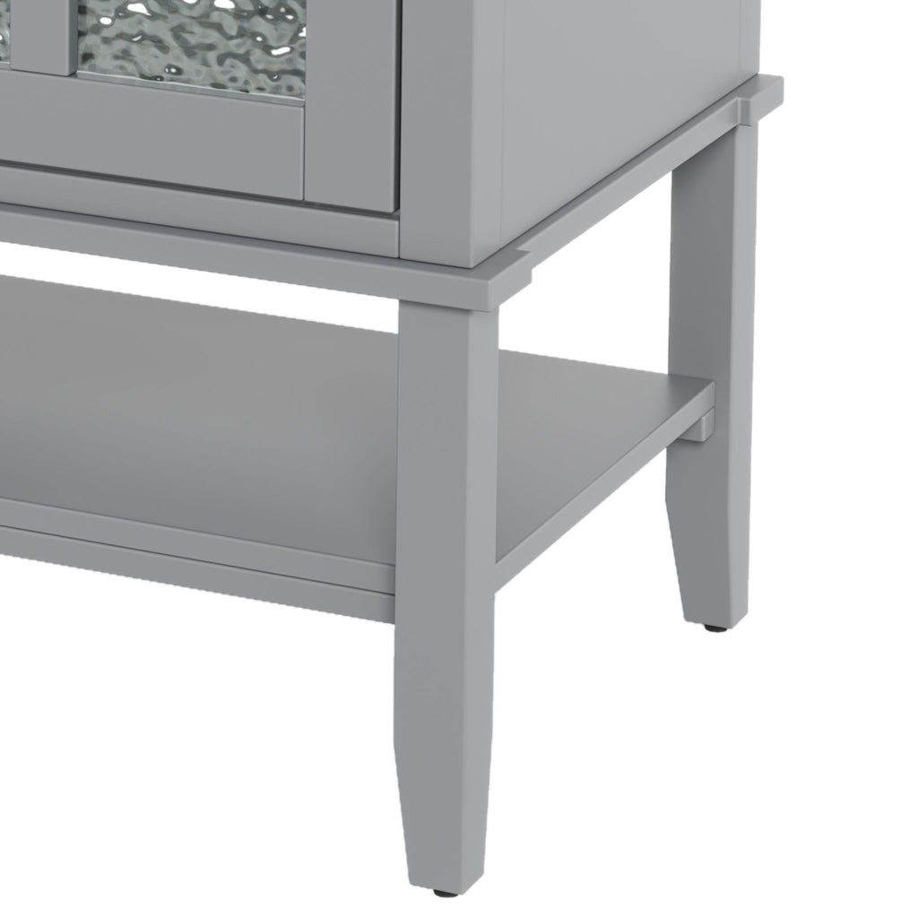 Bathroom Vanity With Ceramic Sink, Adjustable & Open Shelf