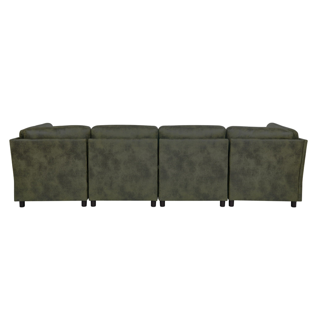 Modular Sectional Sofa With Custom Configuration And Removable Cushions - Olive