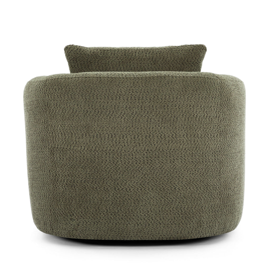 360° Swivel Barrel Sofa Chair With Throw Pillow, Upholstered Accent Chair