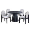 5 Piece Round Dining Set With With Chairs - Black / White