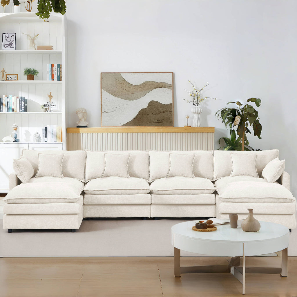 Modular U Shaped Sectional Sofa, 4 Seater Comfy Cloud Couch