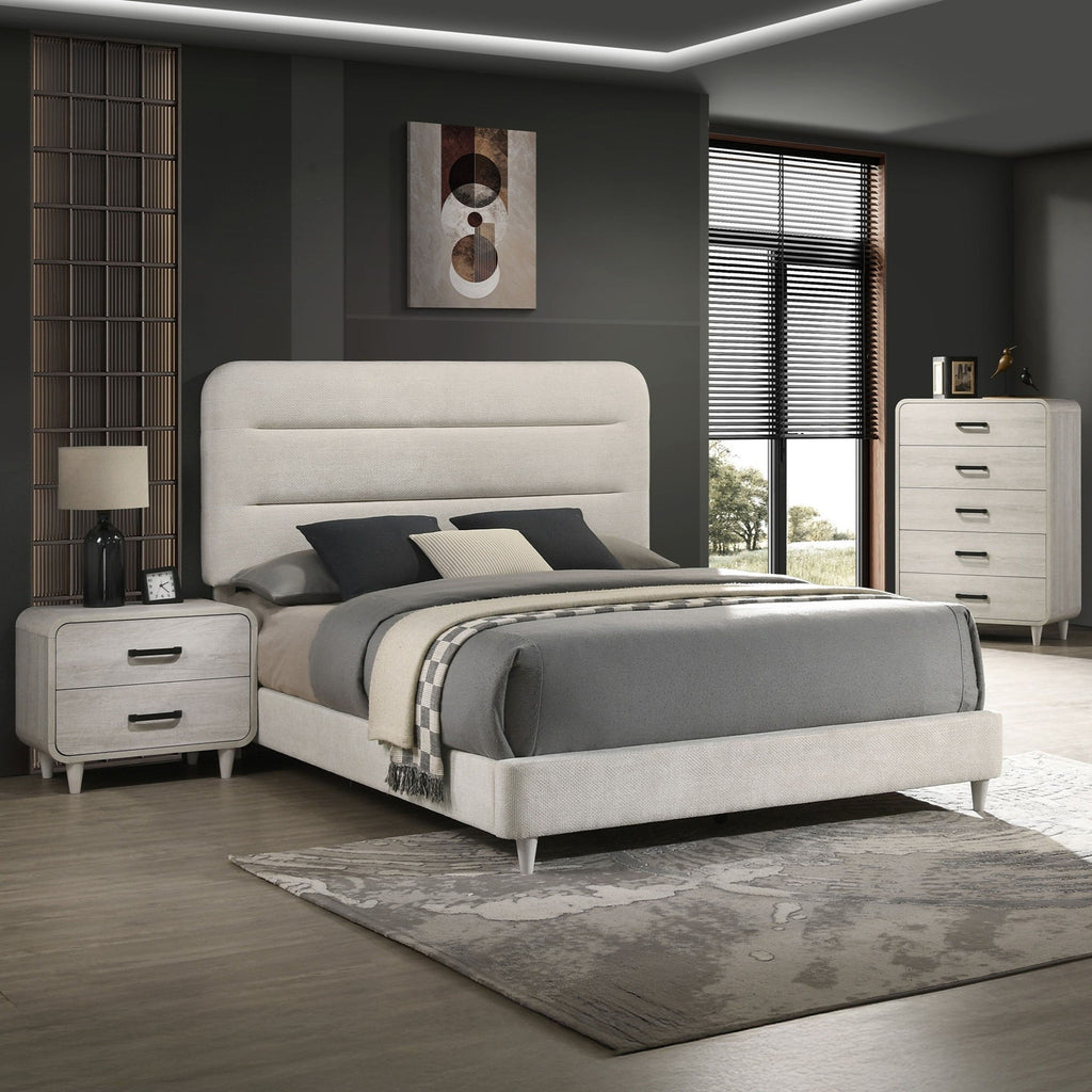 Upholstered Panel Bed, Sleek Lines