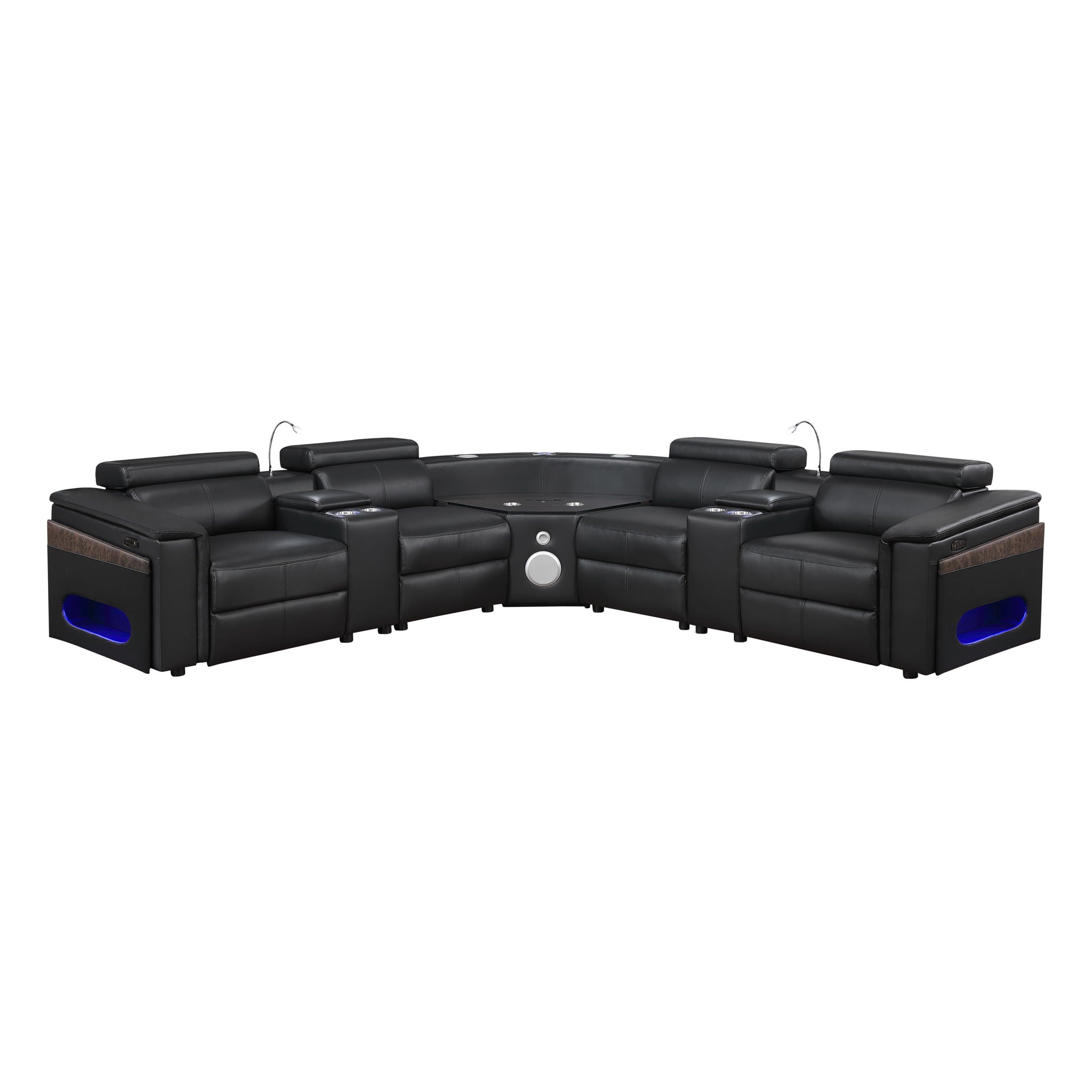 Nova - Sectional With Bluetooth Speaker, LED And Lifting Wine Cabinet