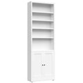 Bookcase Tall 5-Tier Adjustable Storage Shelf With Door Deep - White