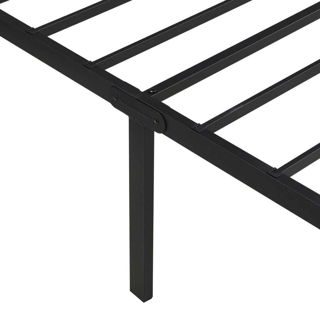 Heavy Duty Queen Size Bed Frame With Quiet Support - Black