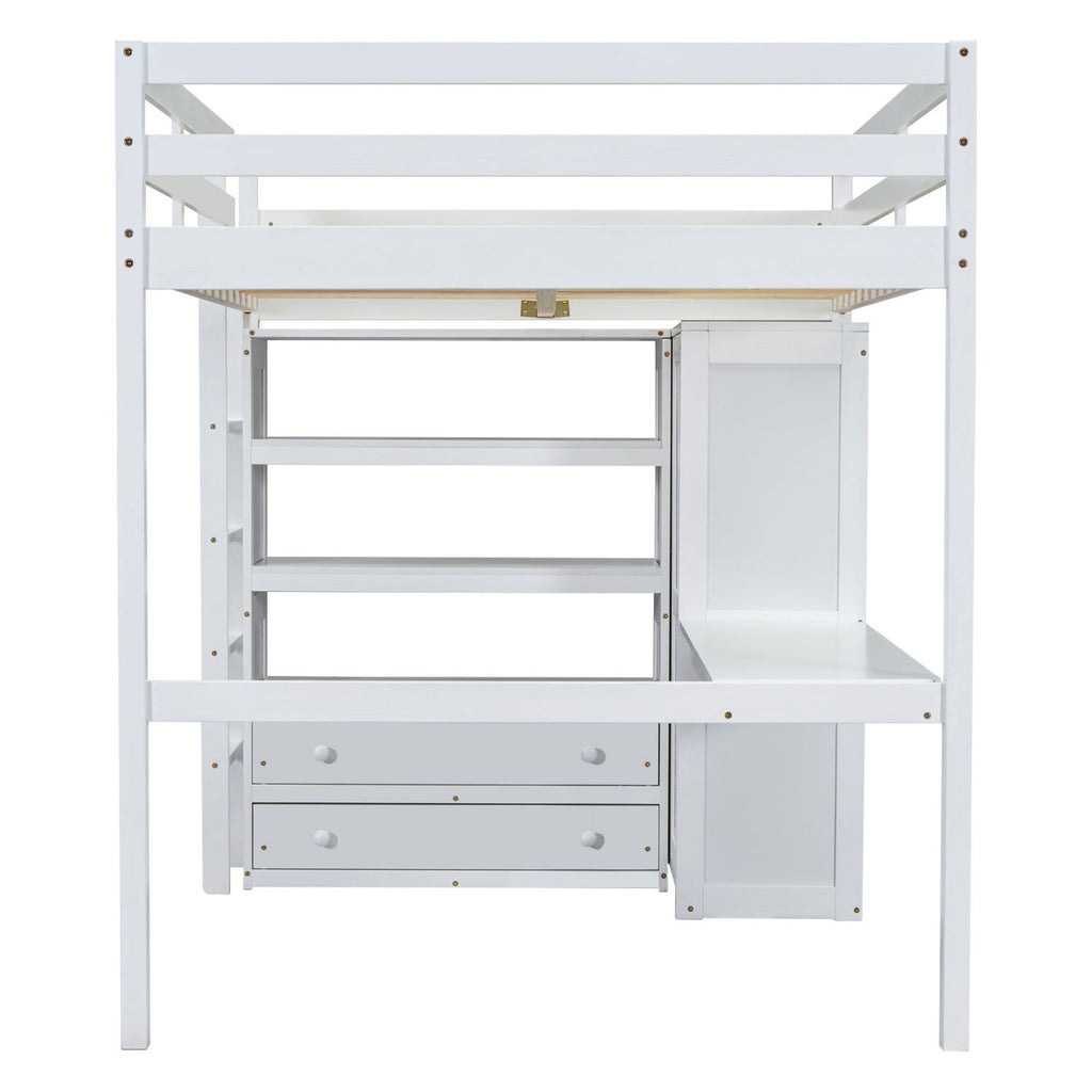 Loft Bed With Built In Wardrobe, Desk, Shelves And Drawers
