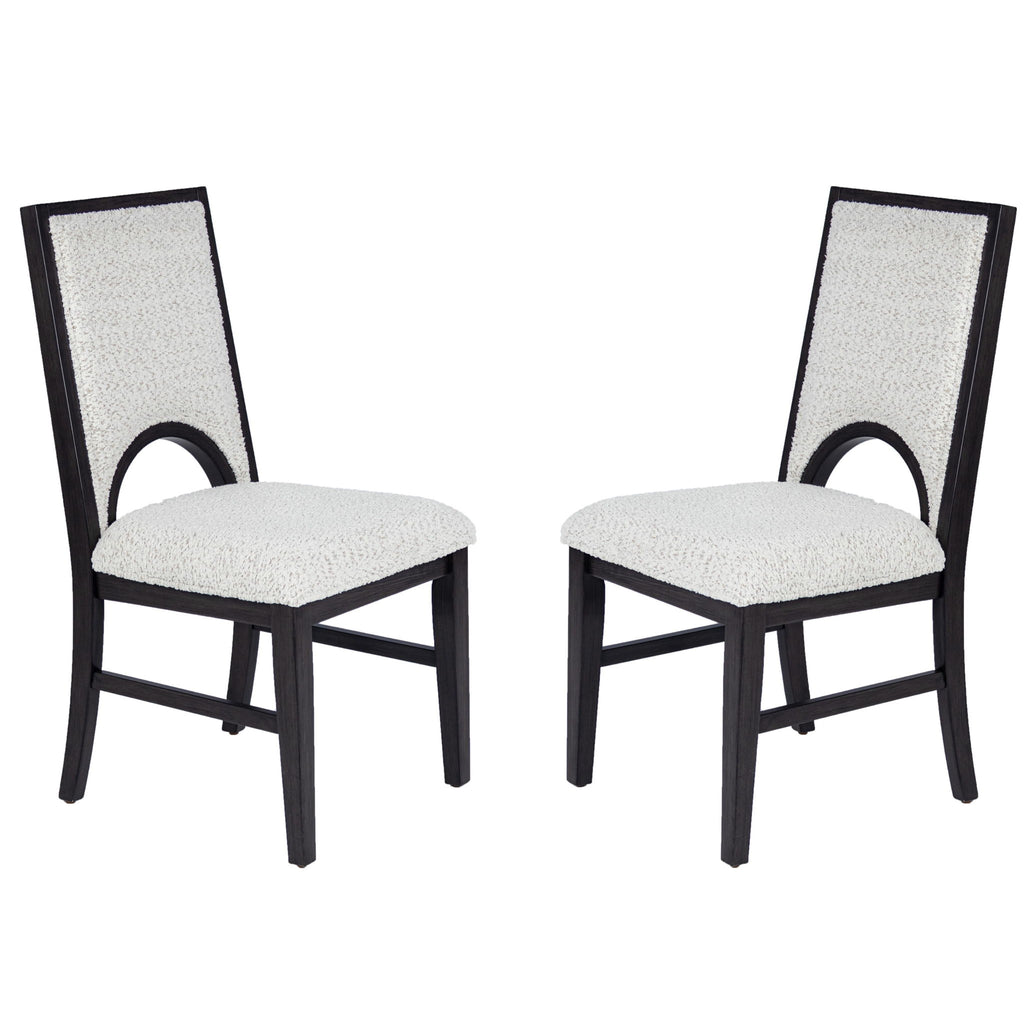 5 Piece Round Dining Set With Upholstered Chairs - Black / White
