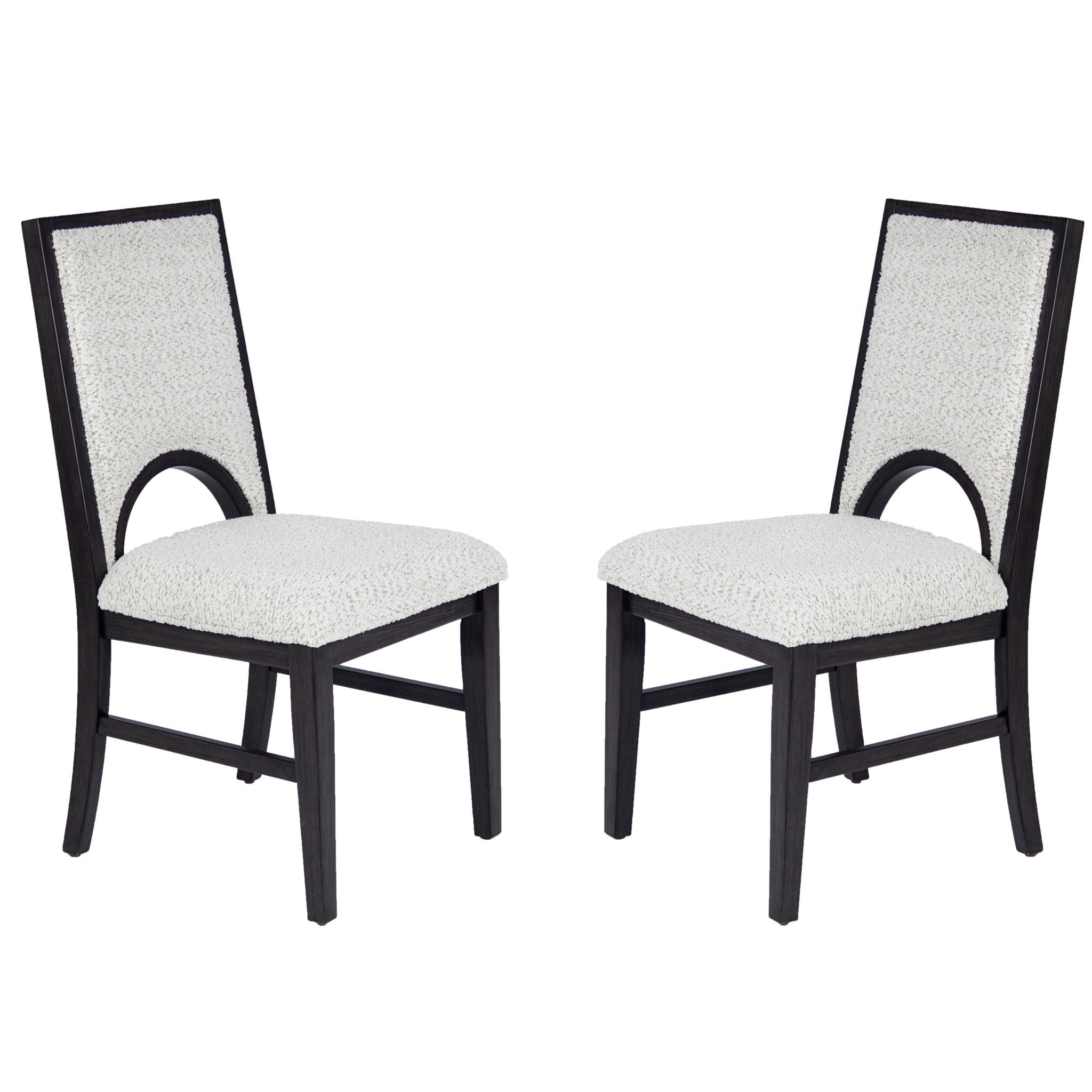 Upholstered Dining Chairs With Arched Cutout Backrest (Set of 2) - Black / White
