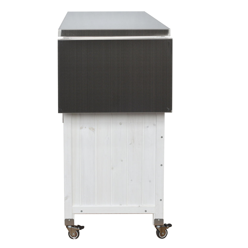 Foldable Outdoor Kitchen Island With Lockable Wheels, Storage Cabinet And Towel Rack For Patio