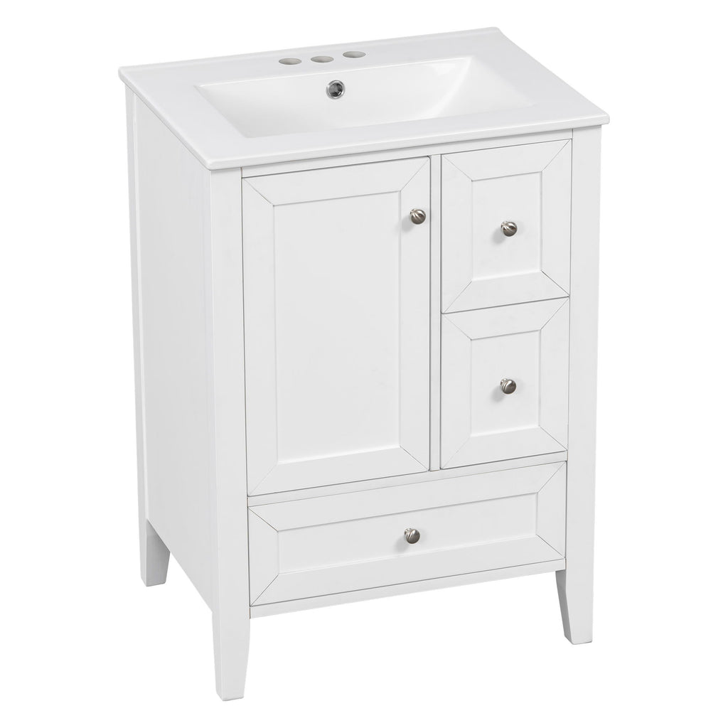Modern Bathroom Vanity With Sink, Freestanding Cabinet With Drawers And Shelves