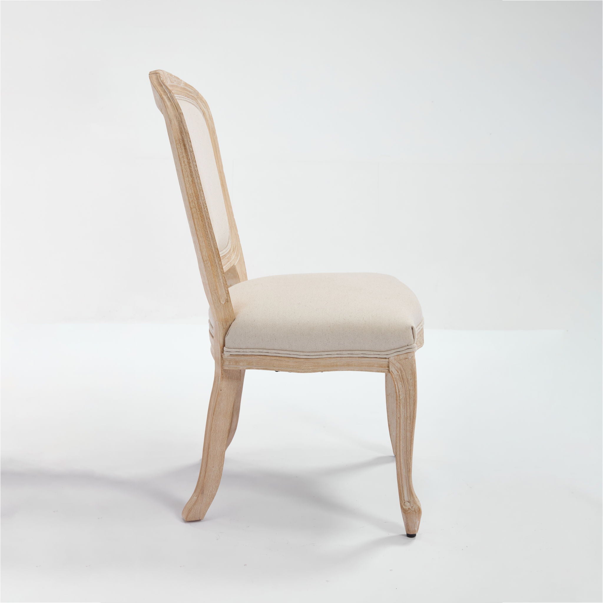 Dining Chairs Upholstered With Fan Shaped Back (Set of 2) - Beige