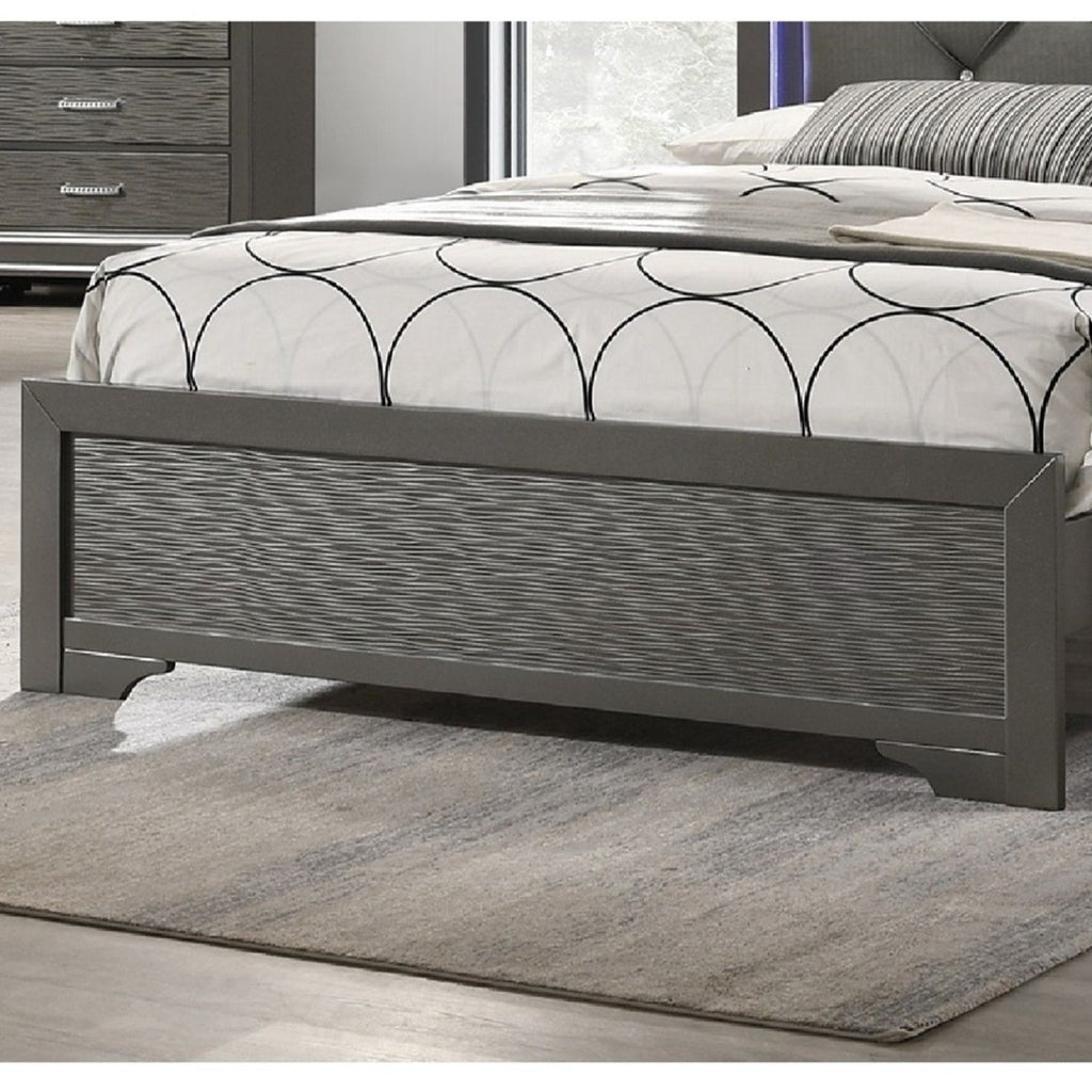 Tufted Headboard Bed With LED Lighting