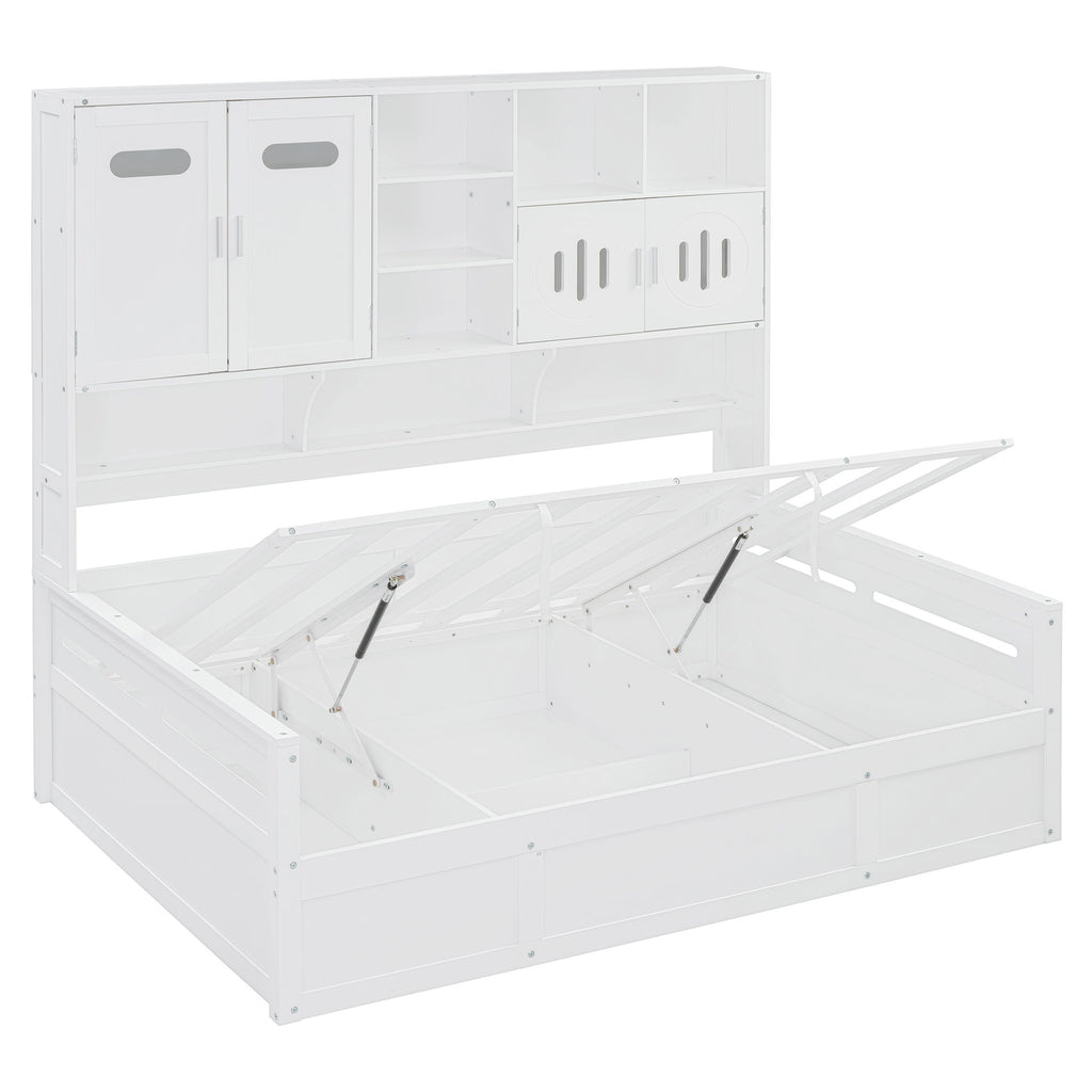Daybed With All-In-One Cabinet And Shelf