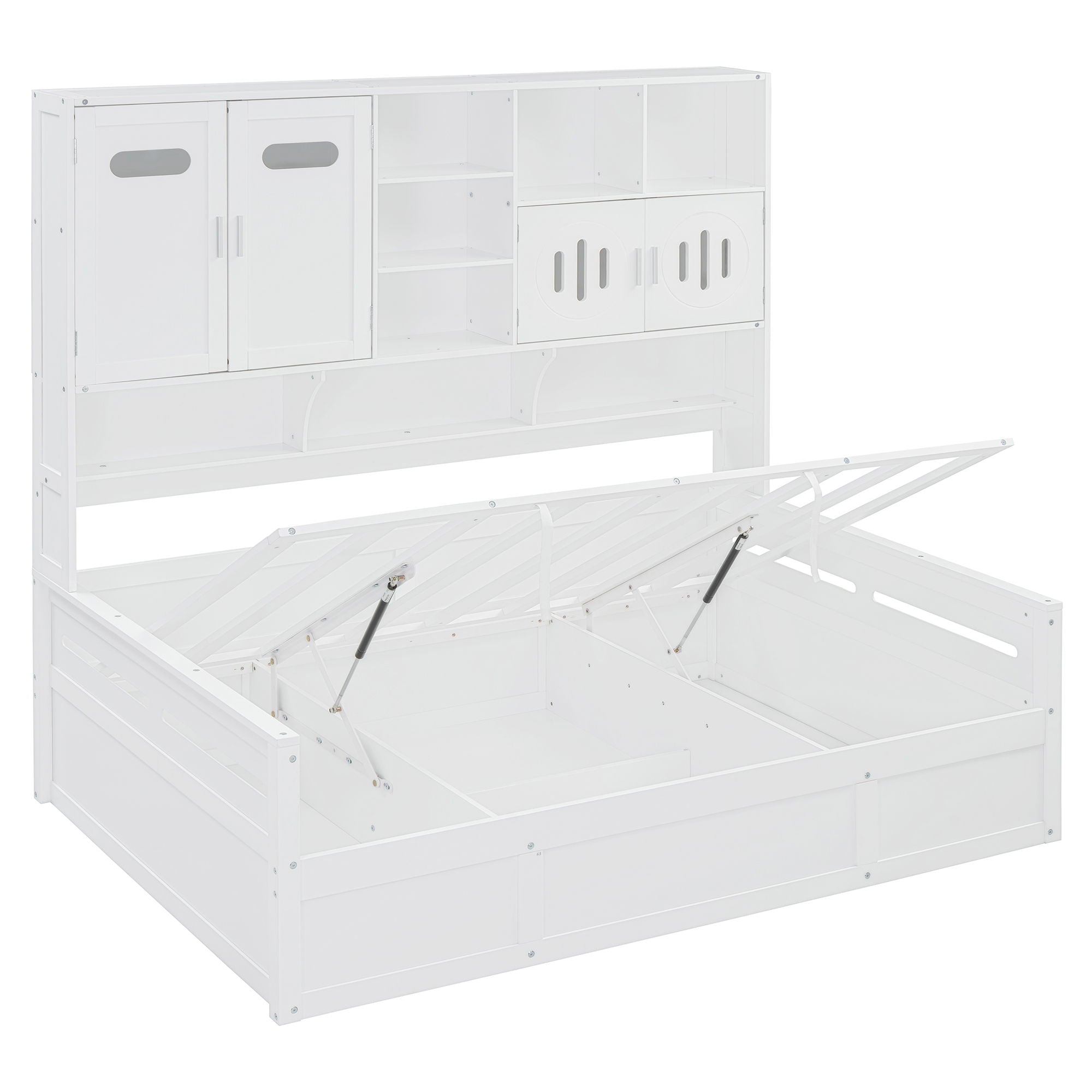 Daybed With All-In-One Cabinet And Shelf