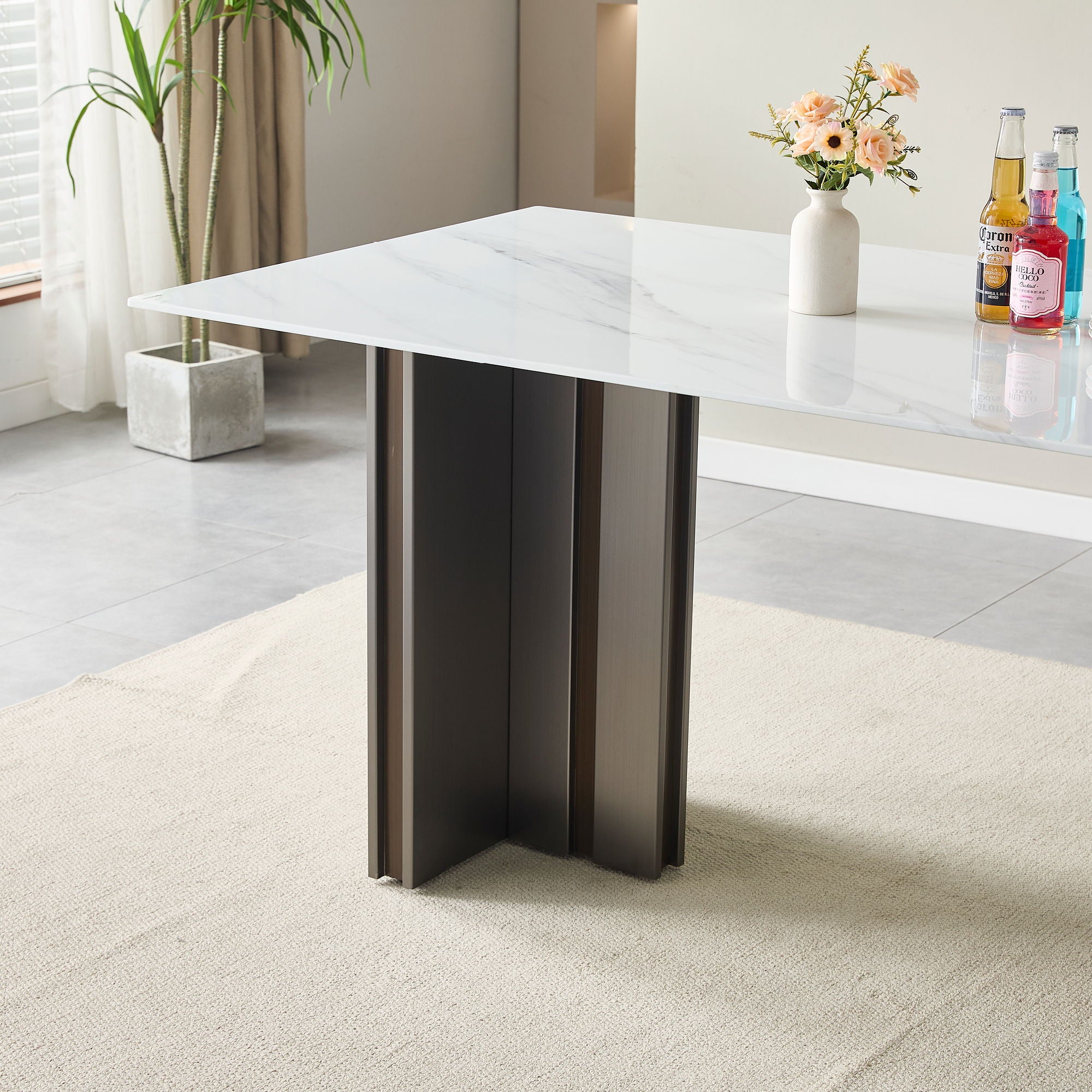 Rectangular Dining Table - Gray / White