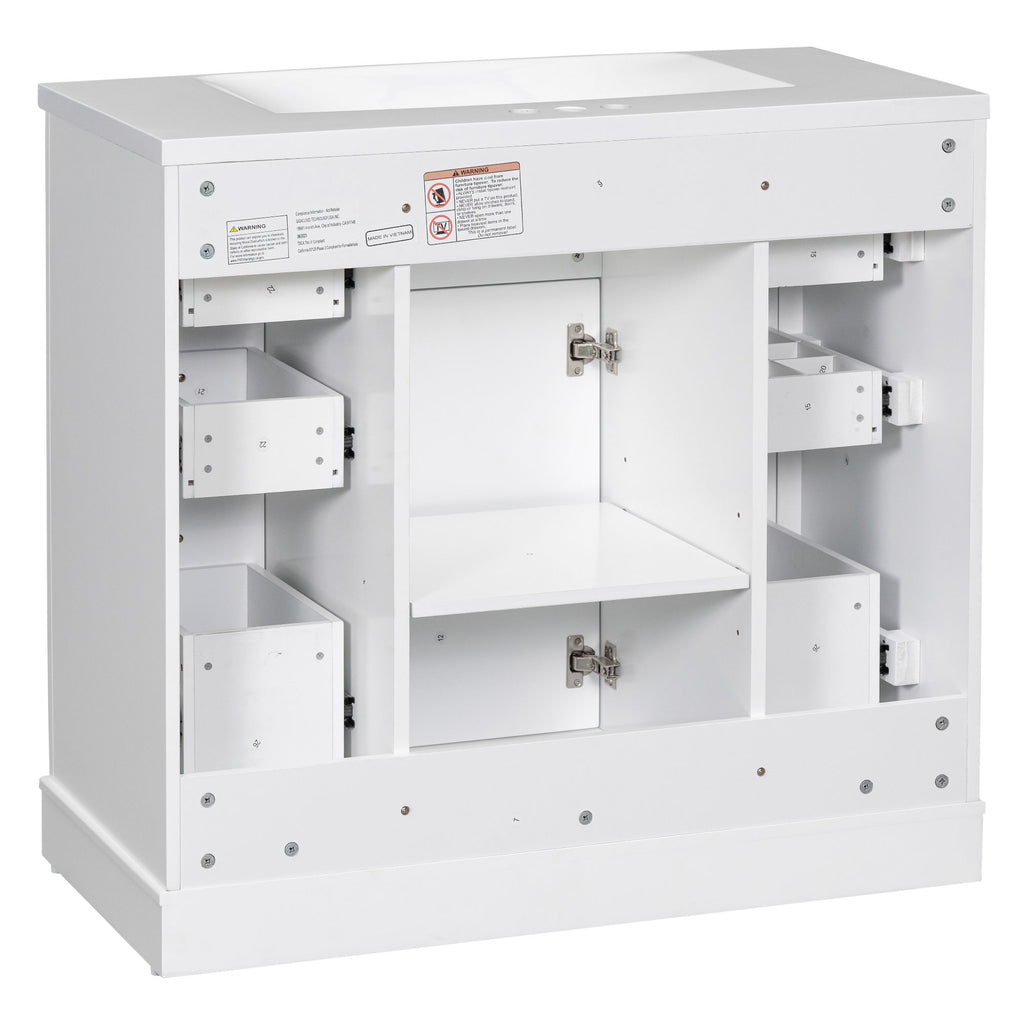 Modern Bathroom Vanity With Sink Combo, 6 Drawers And 1 Cabinet