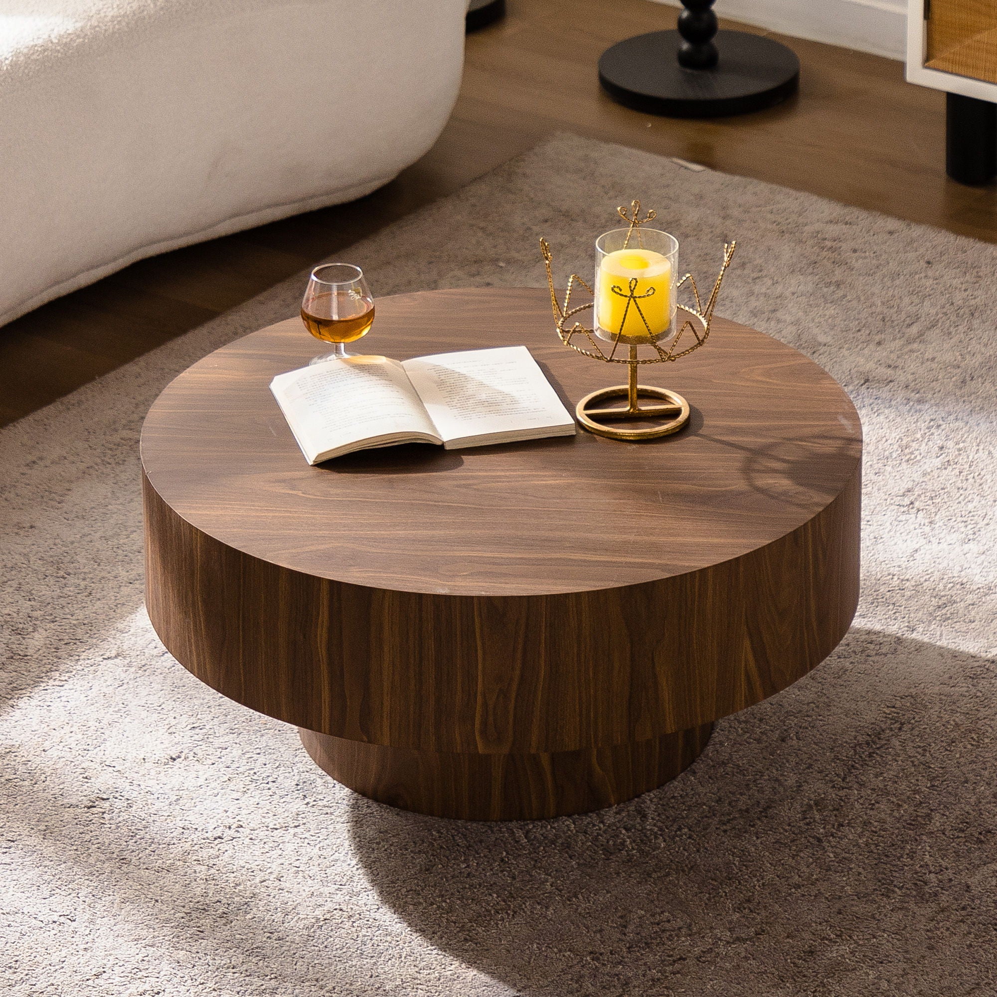 Round Coffee Table For Living Room - Walnut