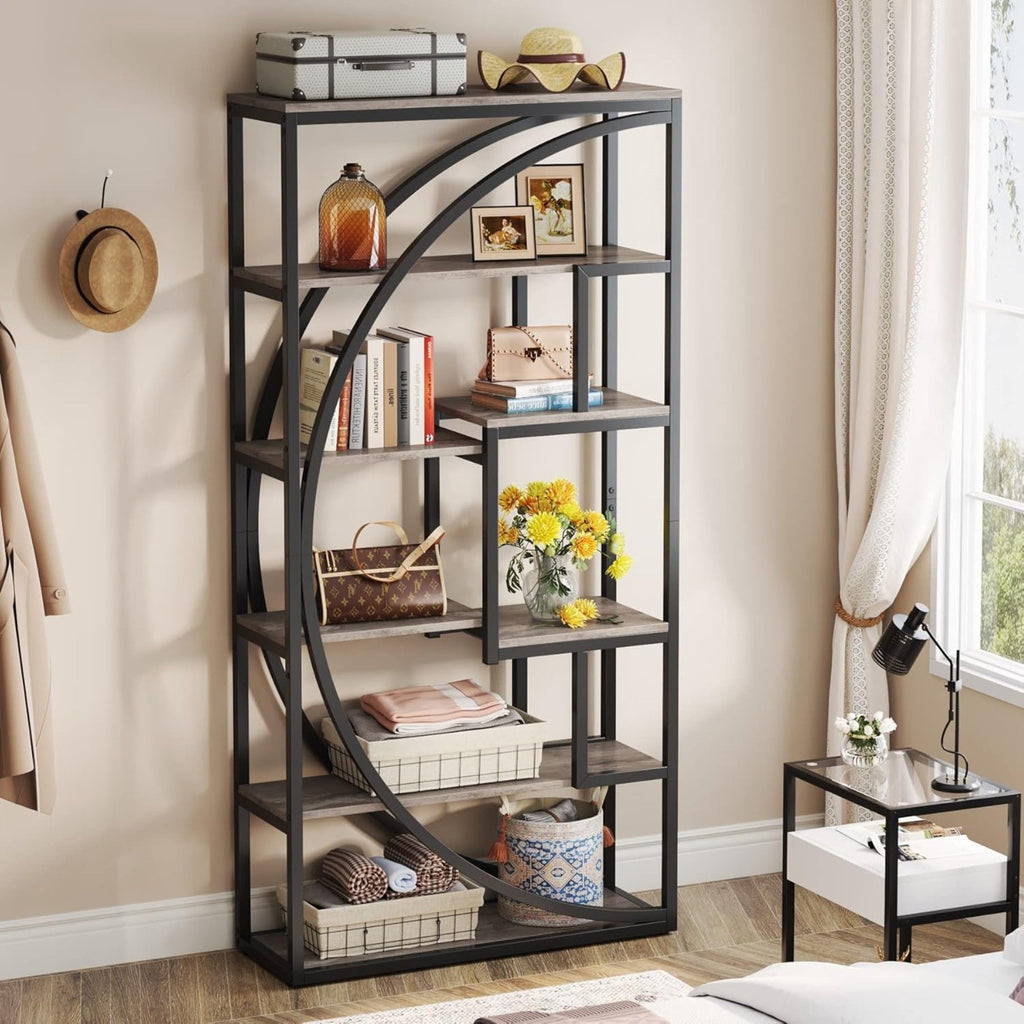 5 Tier Etagere Bookshelf With 8 Open Shelves Organizer For Living Room
