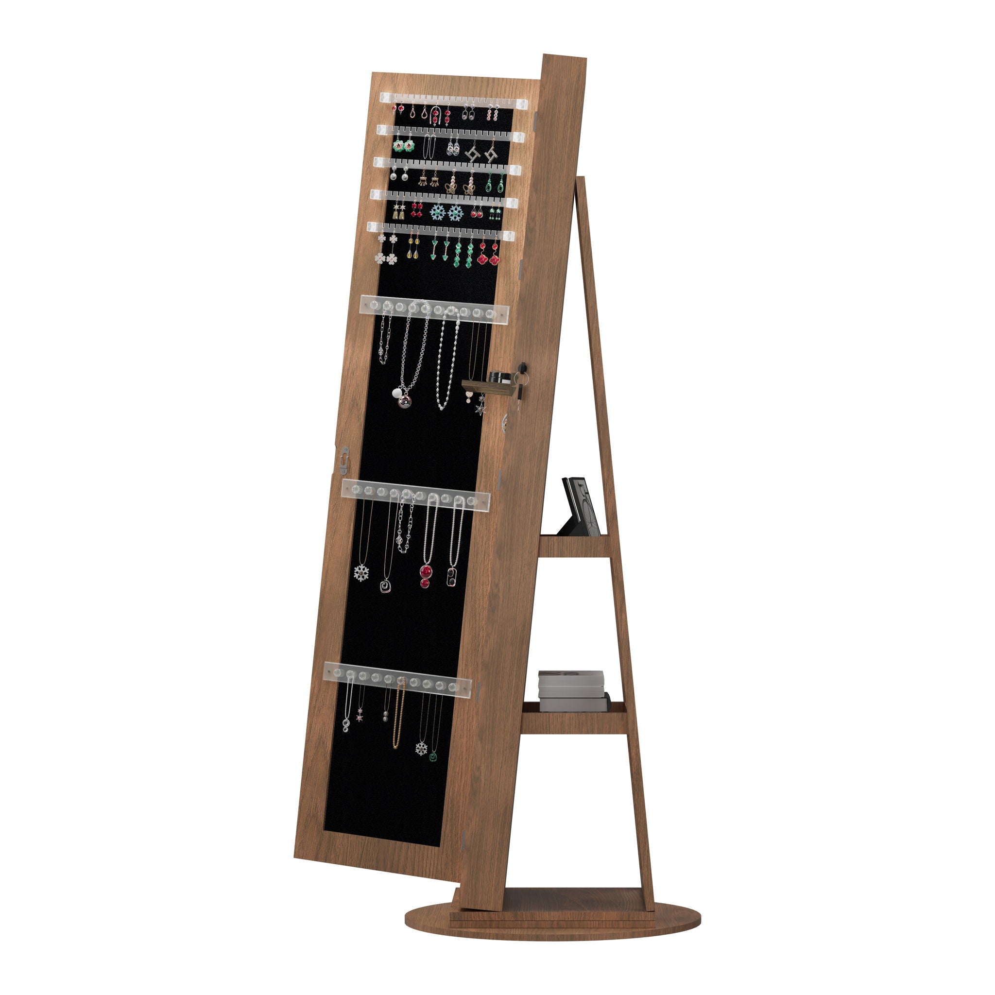 Swivel Jewelry Cabinet With Full Length Mirror