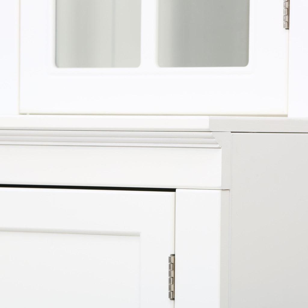 Retro Style Hutch Cabinet With Glass Door, China Cabinet For Home