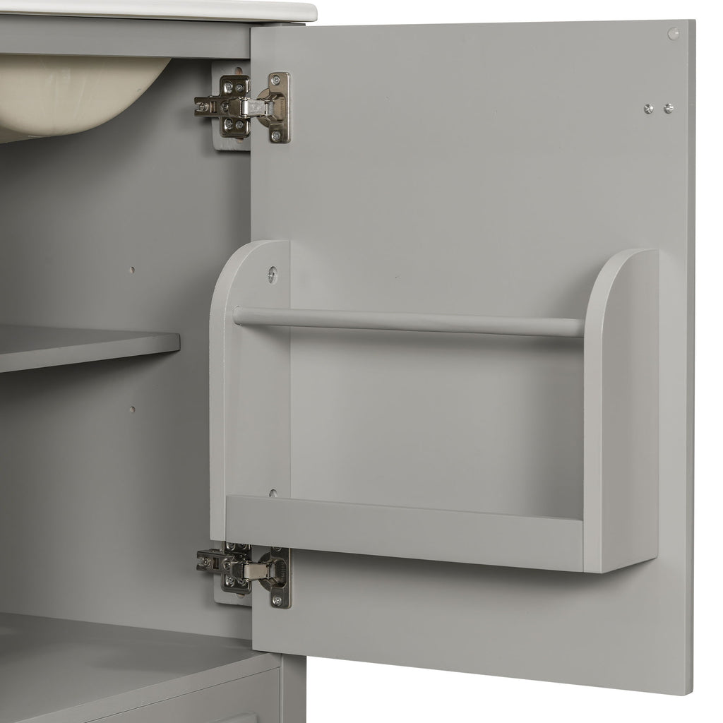 Bathroom Vanity With Sink, Soft Close Door, Adjustable U-Shaped Shelf