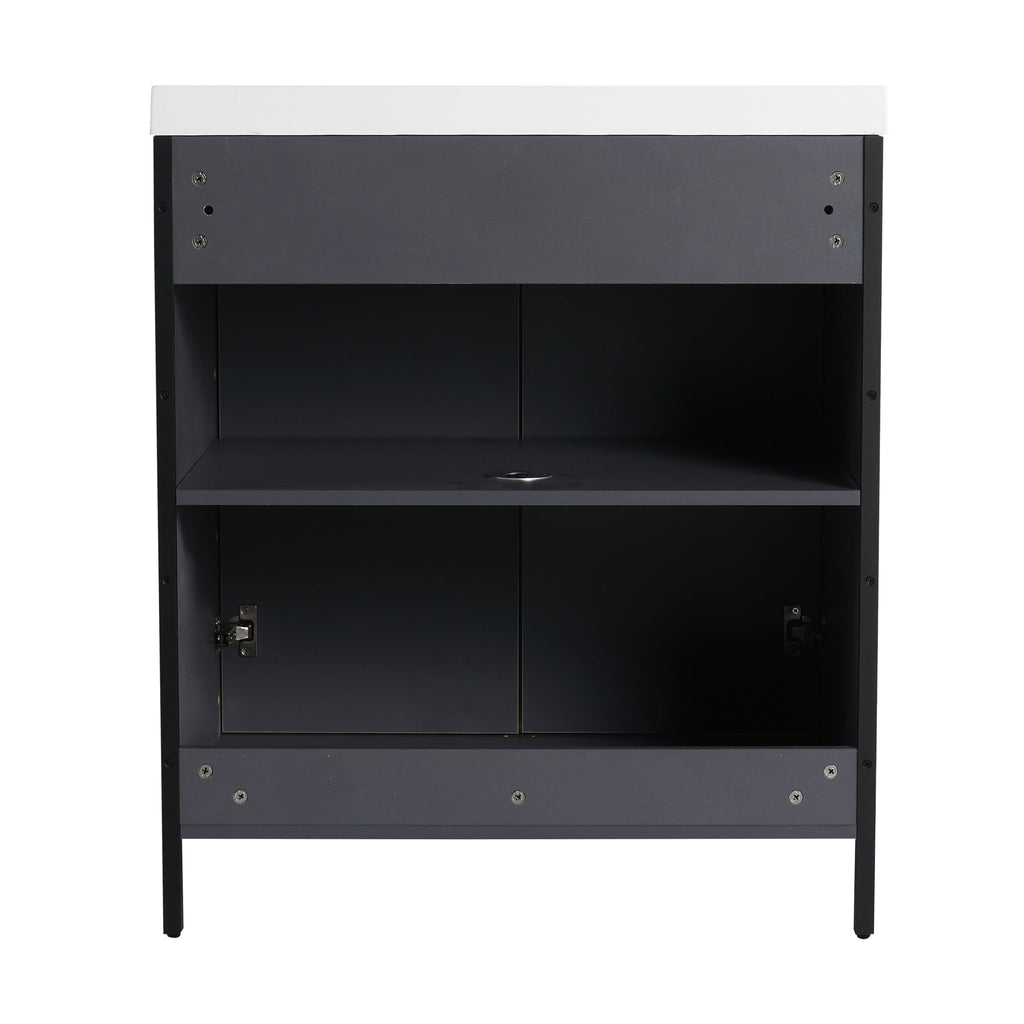 Modern Freestanding Bathroom Vanity With Resin Sink & Soft Close Cabinet Doors