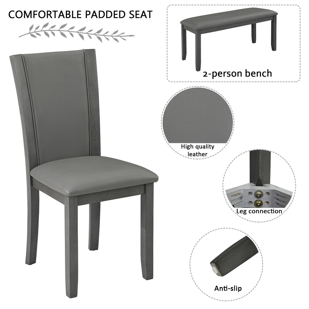 Dining Table Set With Upholstered Chairs, Rectangular Dining Table Set