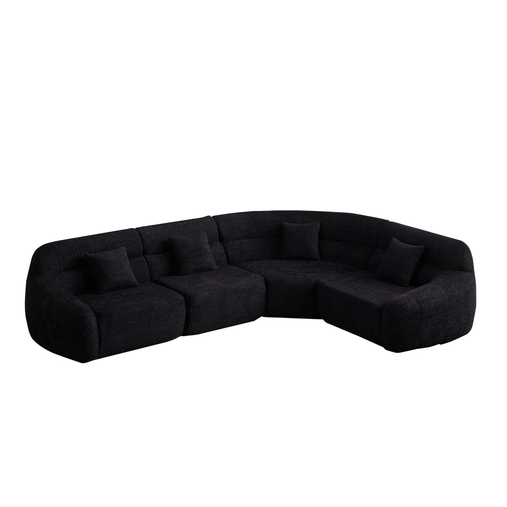 Luxury Curved Corner Sectional Sofa With 4 Pillows