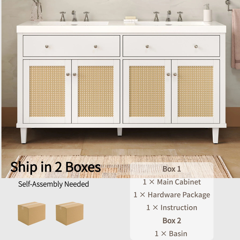 Bathroom Vanity With Double Sink, Large Storage Space