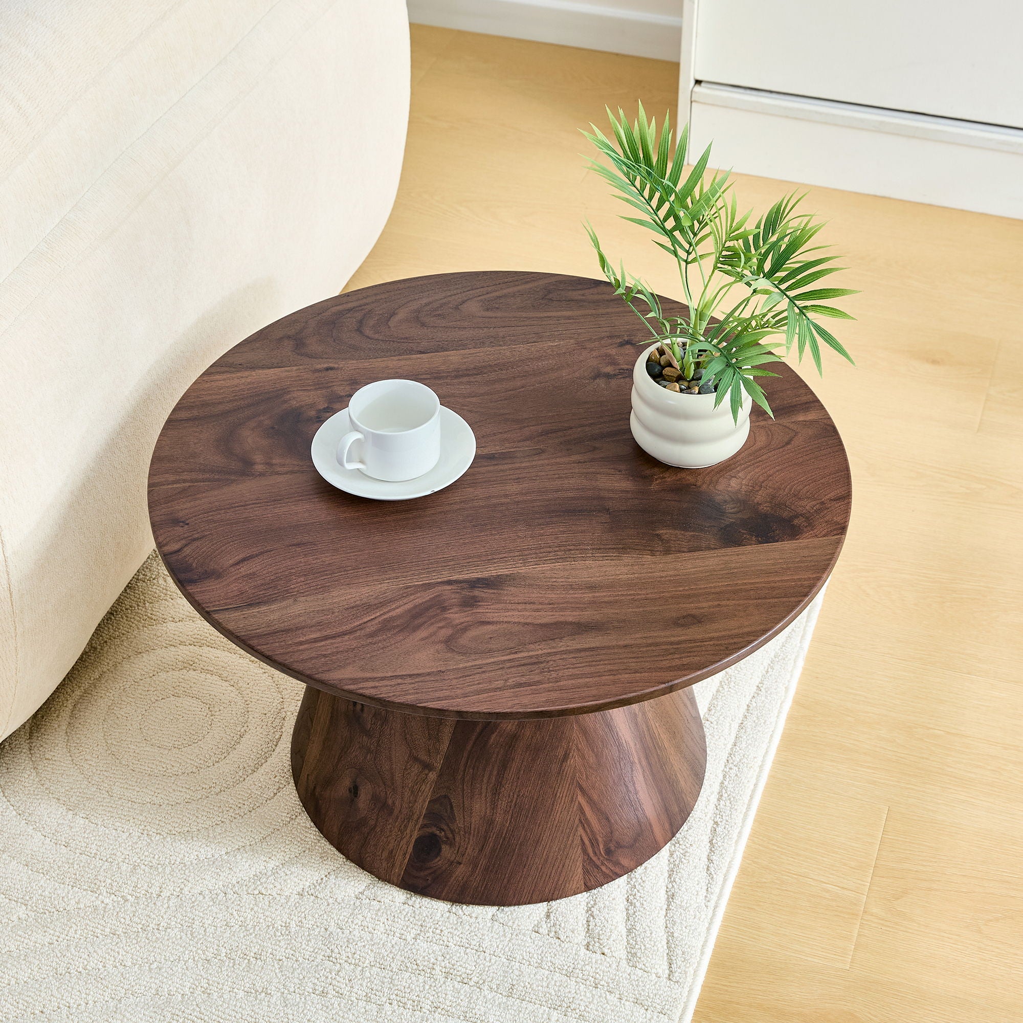 Circular Coffee Table With Adjustable Feet