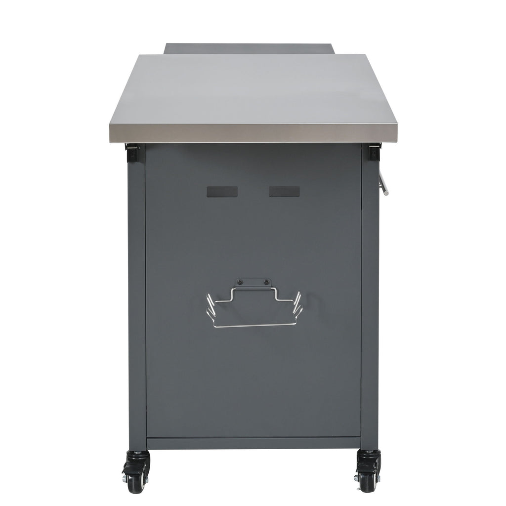 Foldable Outdoor Prep Station BBQ Cart With Trash Rack