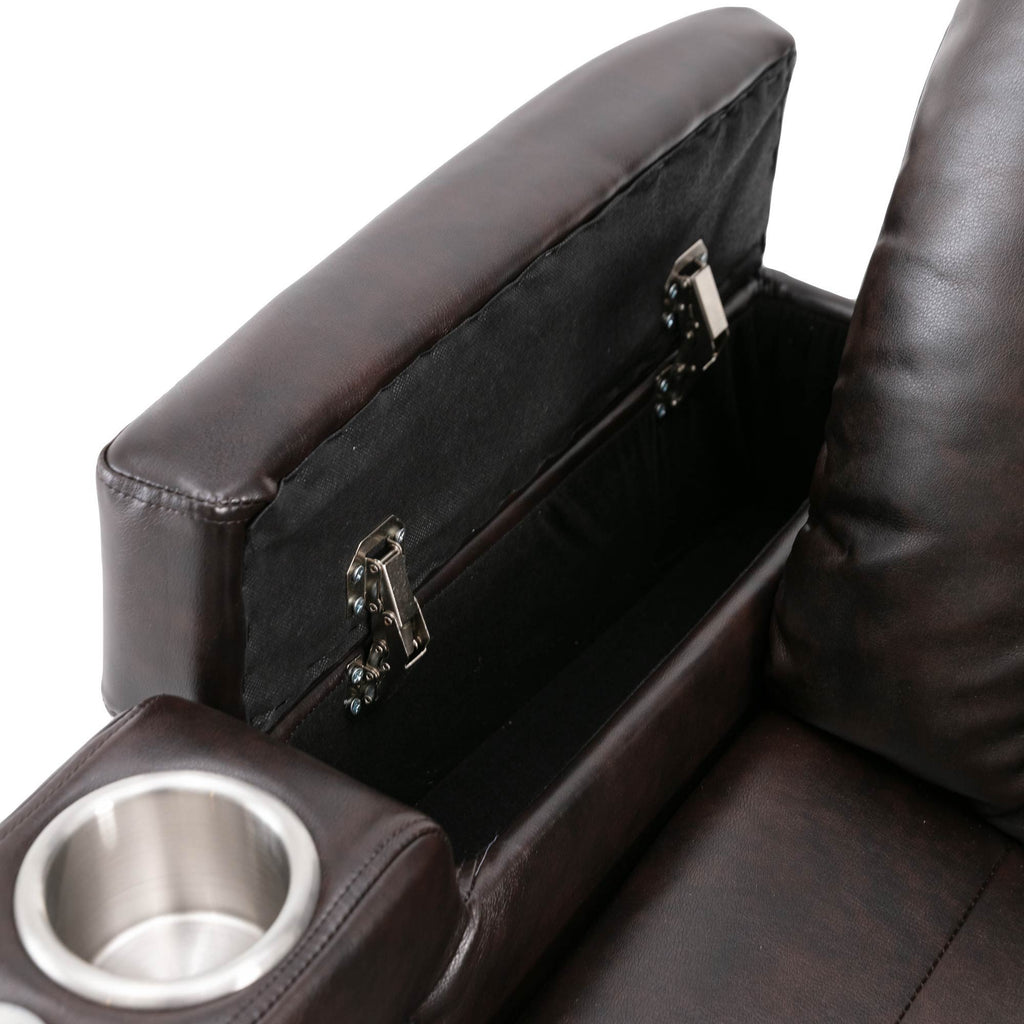 Power Recliner With Storage Arms, Cupholders, Swivel Tray Table And Cell Phone Stand - Brown
