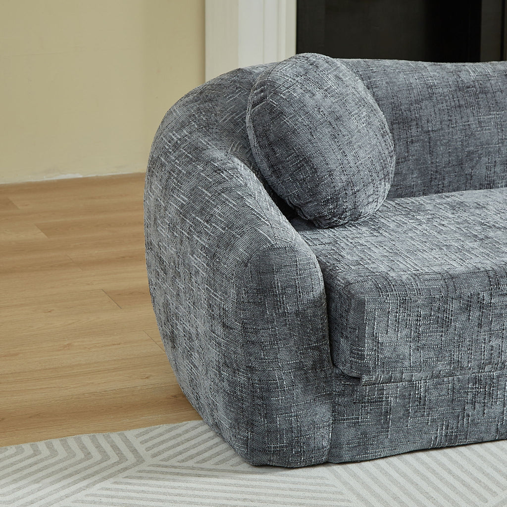 Curved Convertible Sofa, 2 In 1 Frameless Folding Sofa Bed With Pull Out Base And Deep Seat