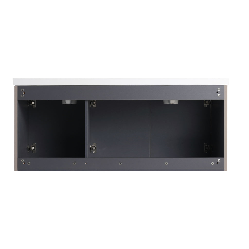 Contemporary Wall Mounted Bathroom Vanity With Resin Double Sink
